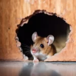the dangers of a rodent infestation, a mouse chewing through a wall