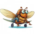 A cartoon of a flying cockroach
